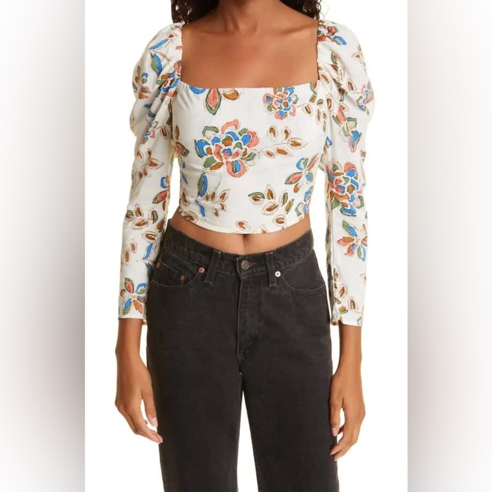 Misa Los Angeles Anais Long Sleeve Top in Flora Block Print